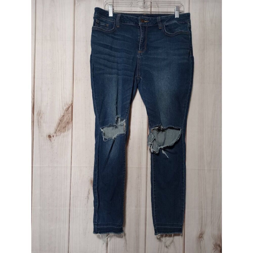 A.n.a Jeans Ladies 14 Jeggings Distressed Ripped Knee Raw Hem